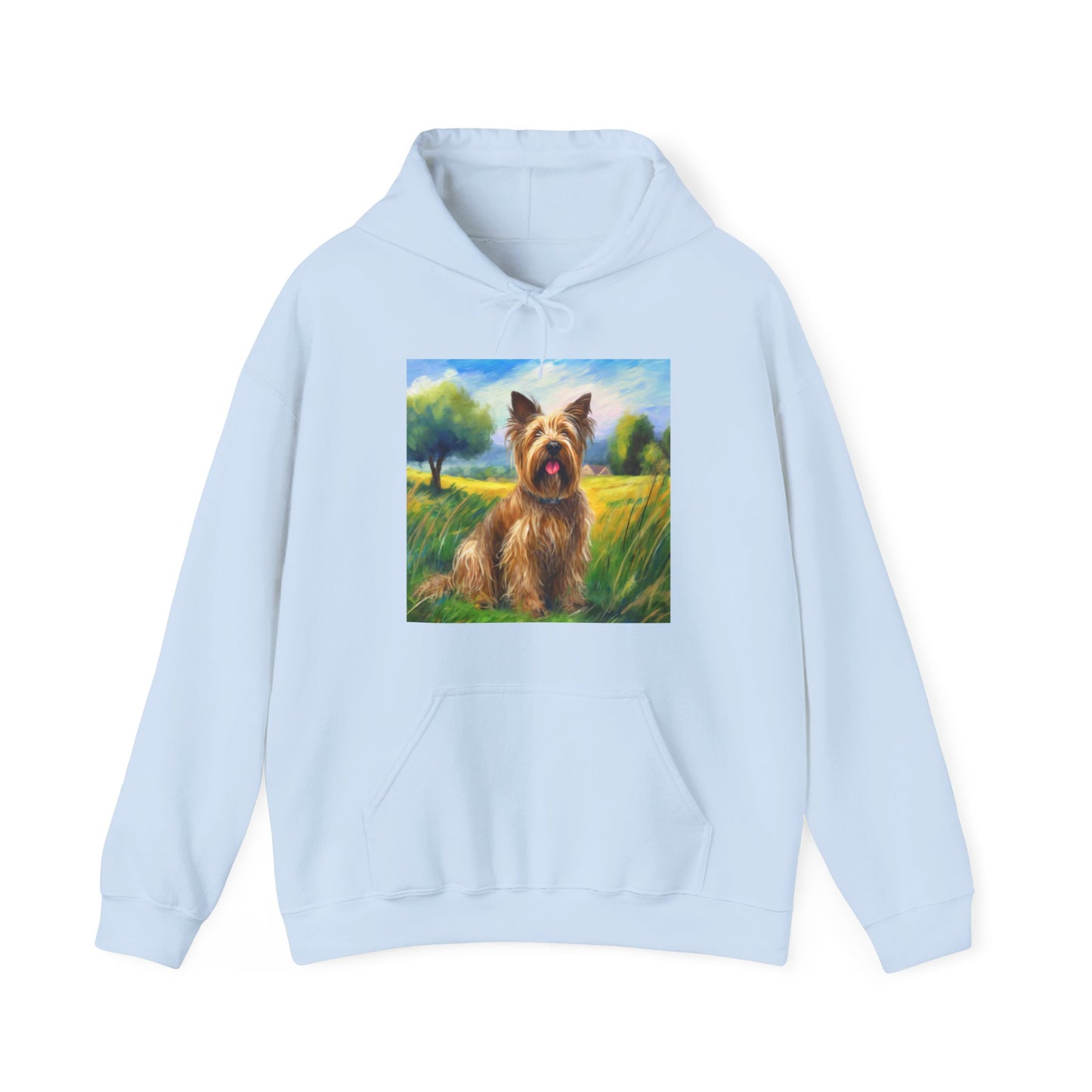 Briard in French Countryside Unisex 50/50 Hooded Sweatshirt