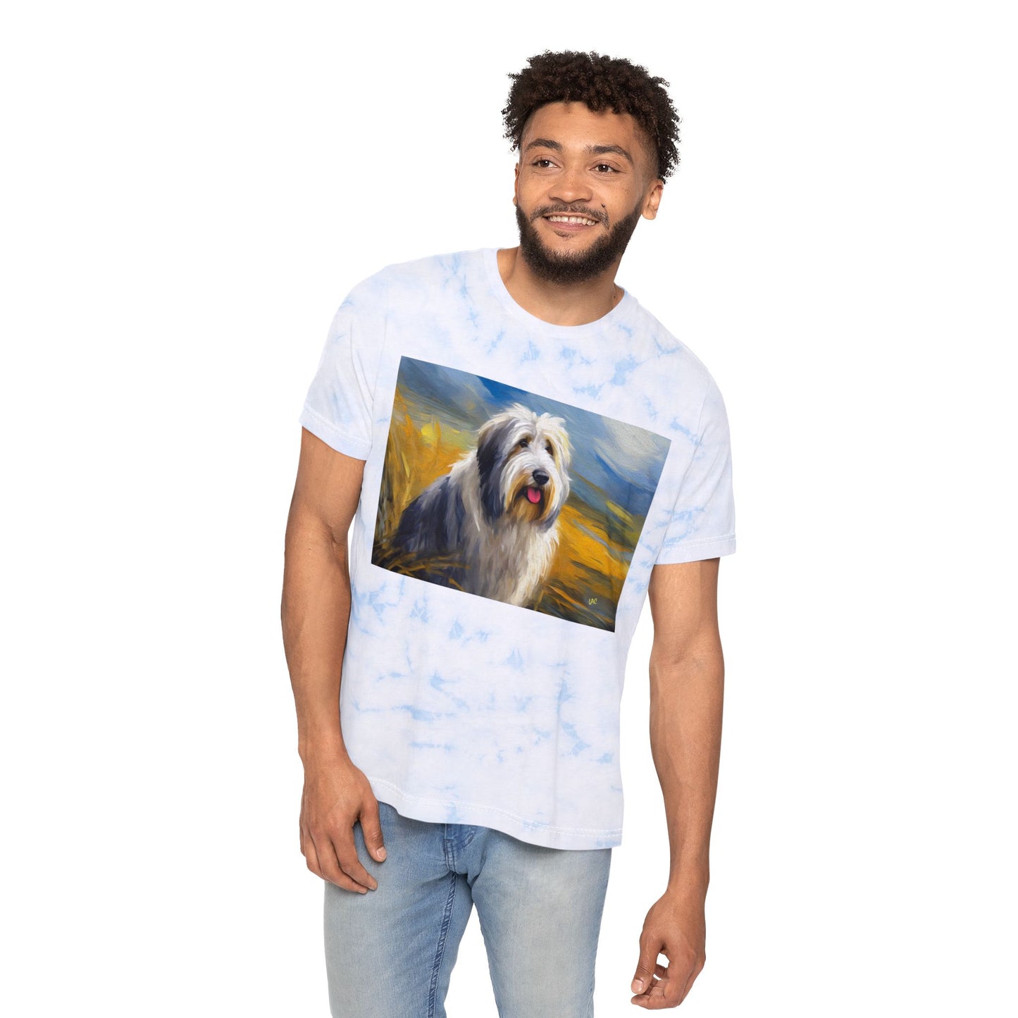 Old English Sheepdog Cotton Blend Fashion Tie-Dyed T-Shirt