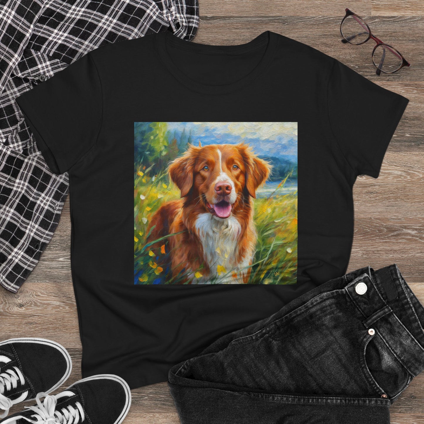 Nova Scotia Duck Tolling Retriever 'DIxie' Women's Midweight Cotton Tee