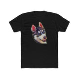 Siberian Husky 'Iditarod' Men's Fitted Cotton Crew Tee
