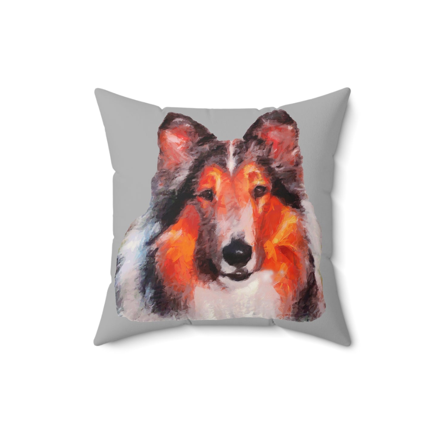 Rough Coated Collie Spun Polyester Throw Pillow