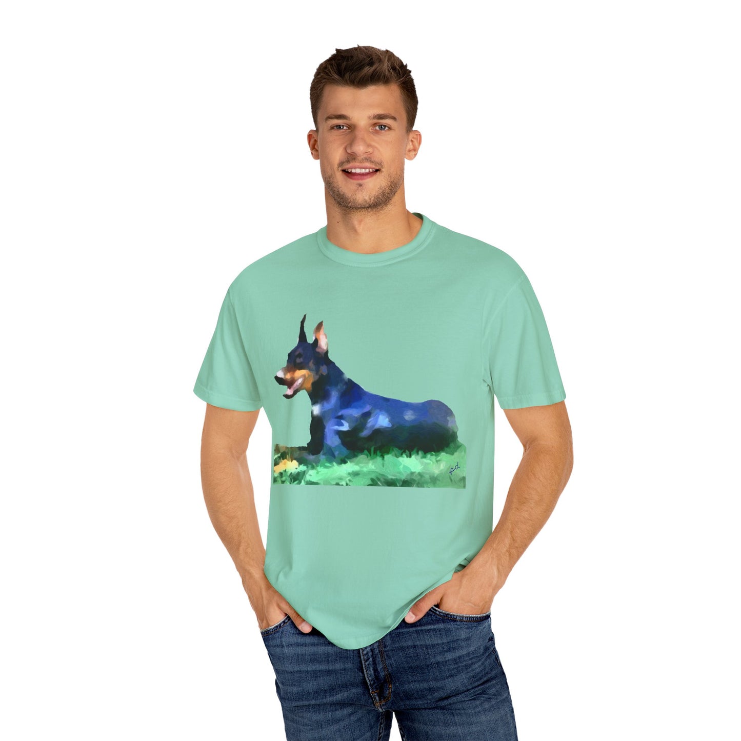 Doberman Pinscher 'Lina' Unisex Relaxed Fit Garment-Dyed T-shirt