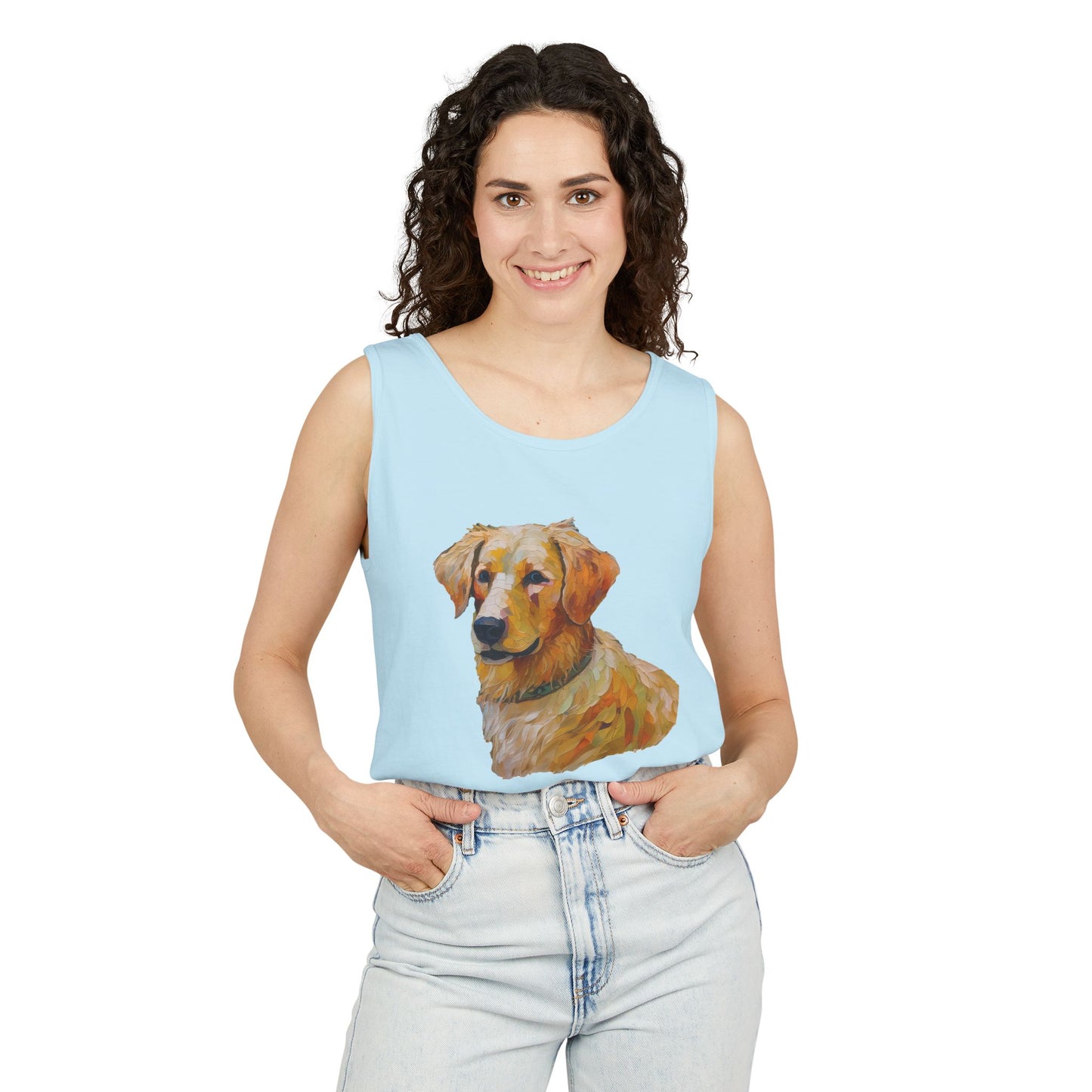 Golden Retriever Puppy - Unisex Relaxed Fit Garment-Dyed Tank Top