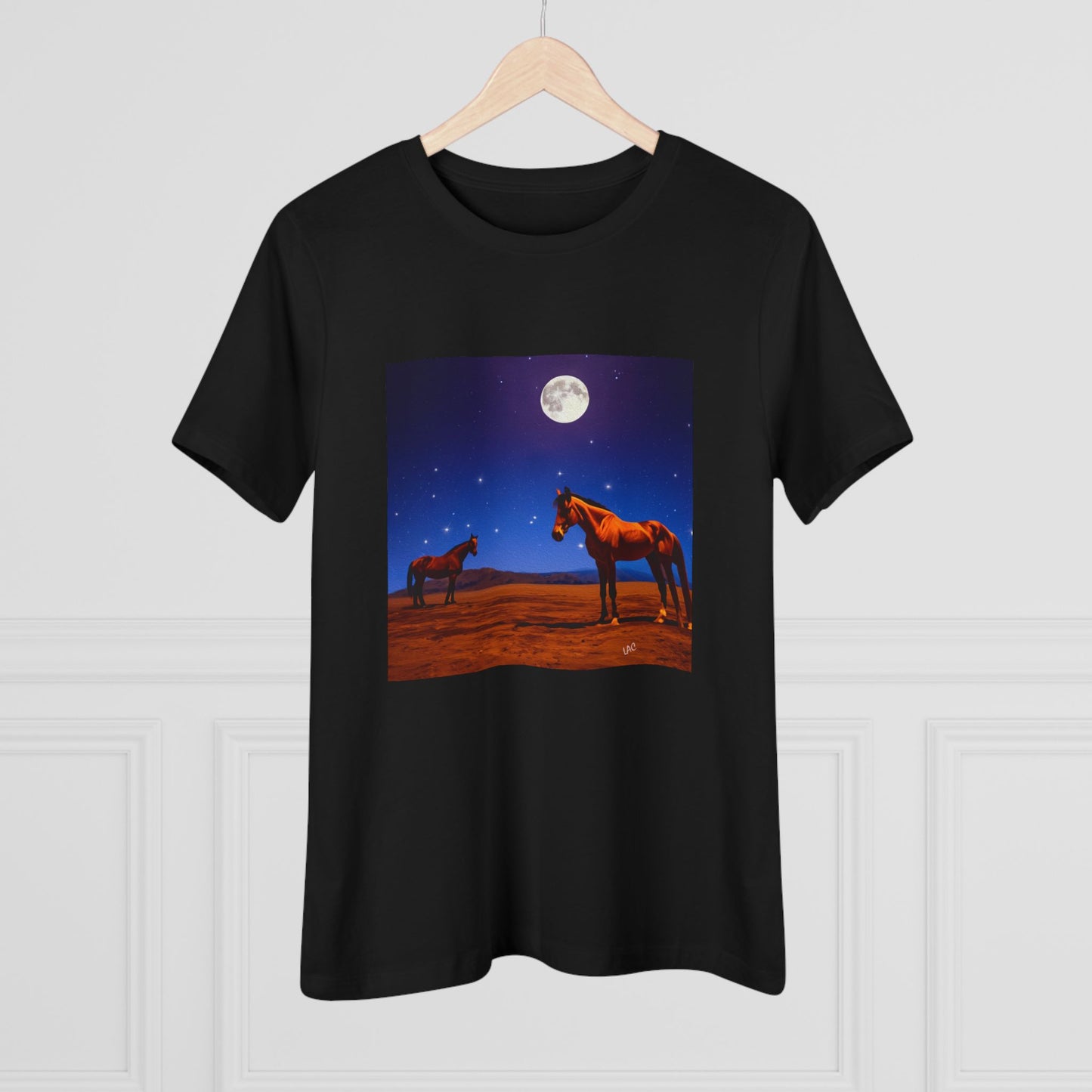 Horses In Moonlight - Relaxed Fit Women's Cotton Tee