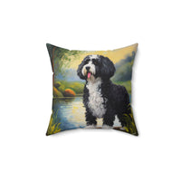 Portuguese Water Dog Spun Polyester Square Pillow