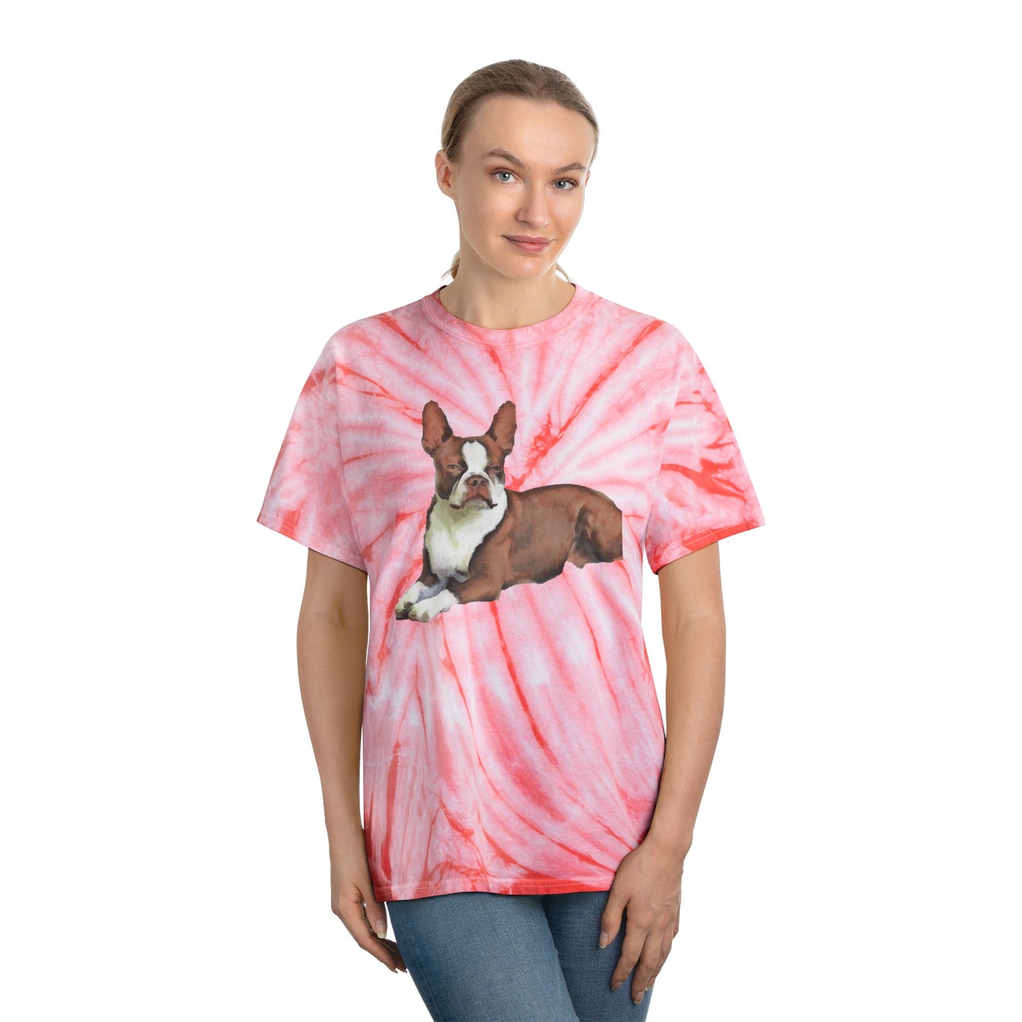 Boston Terrier 'Seely' Unisex Cotton Tie-Dye Tee, Cyclone