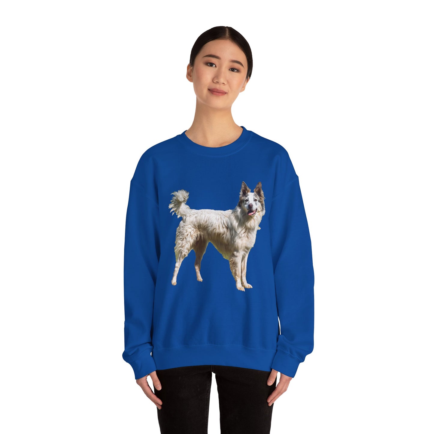 Chilly Day Charm: Pyrenean Shepherd Unisex 50/50 Crewneck Sweatshirt
