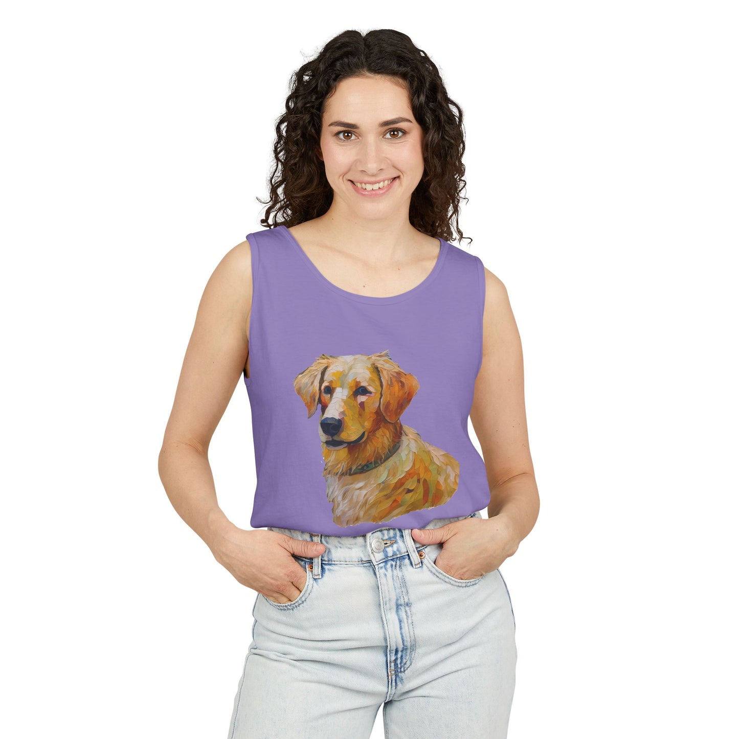 Golden Retriever Puppy - Unisex Relaxed Fit Garment-Dyed Tank Top