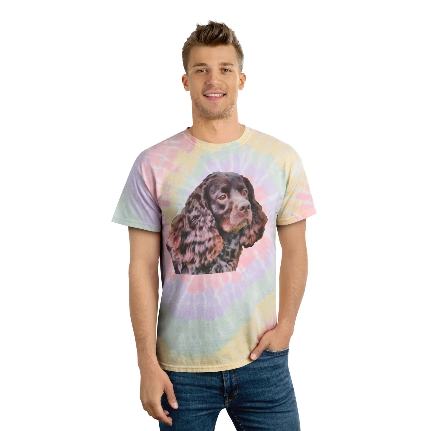 American Water Spaniel Unisex Cotton Tie-Dye Tee, Spiral
