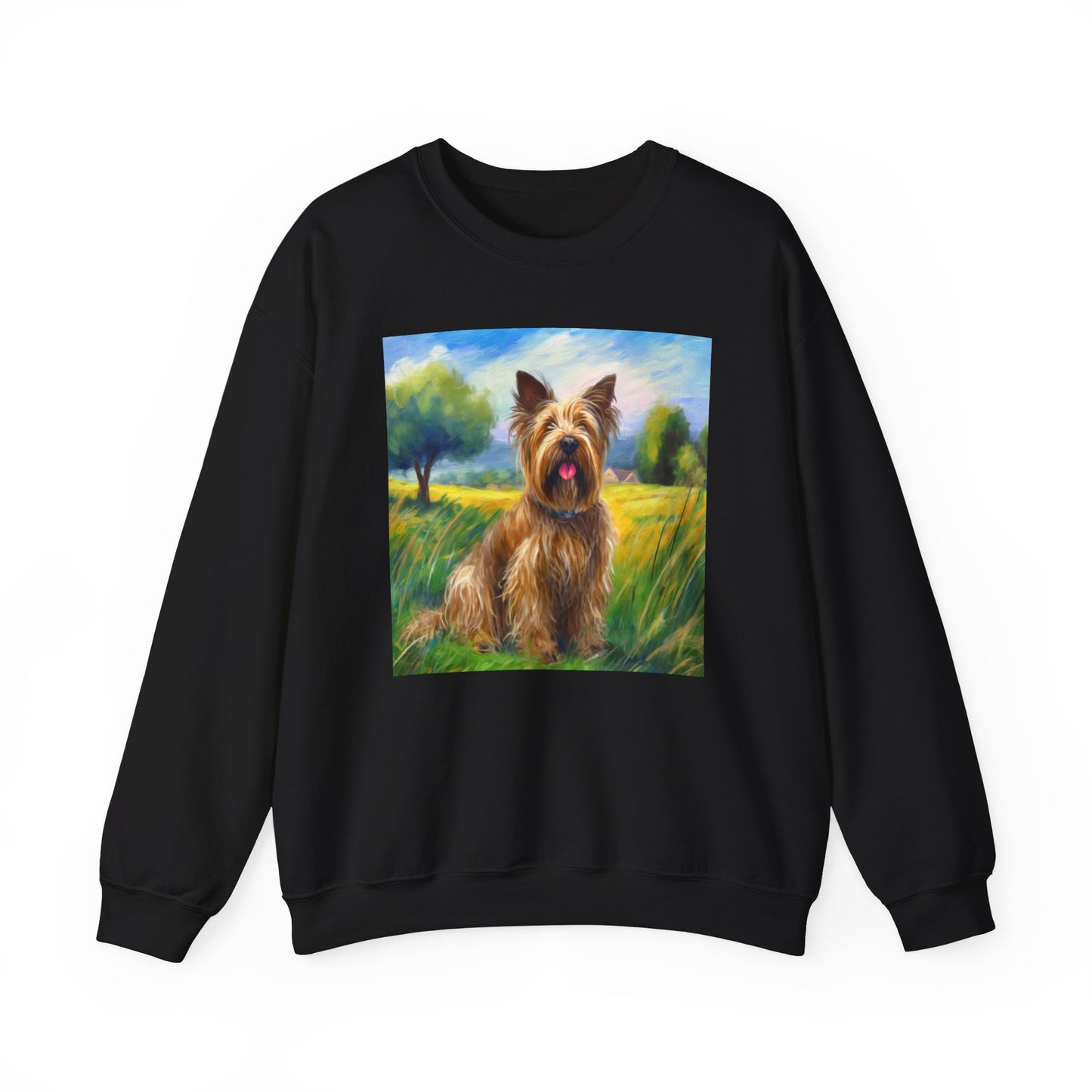 Briard in French Countryside Unisex 50/50 Crewneck Sweatshirt