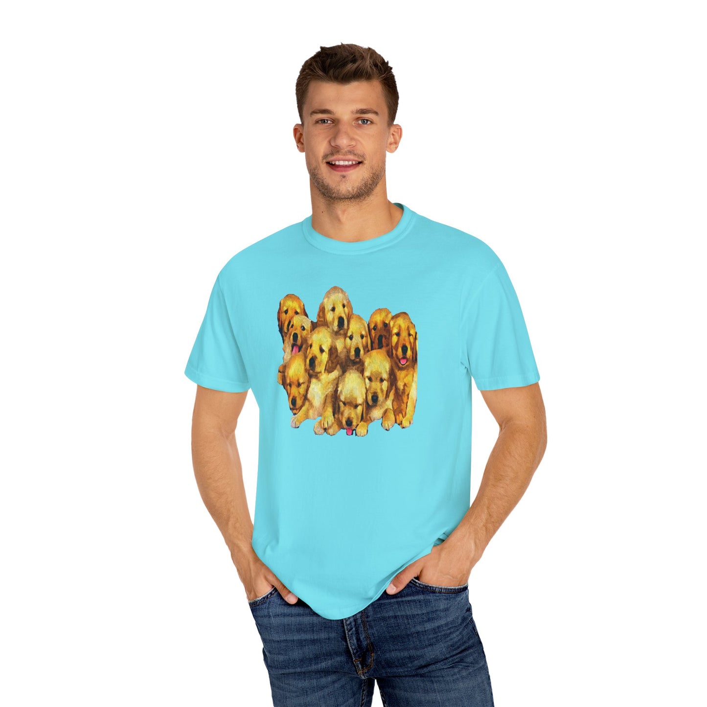 Golden Retriever Puppies Unisex-Adult Relaxed Fit Cotton T-shirt