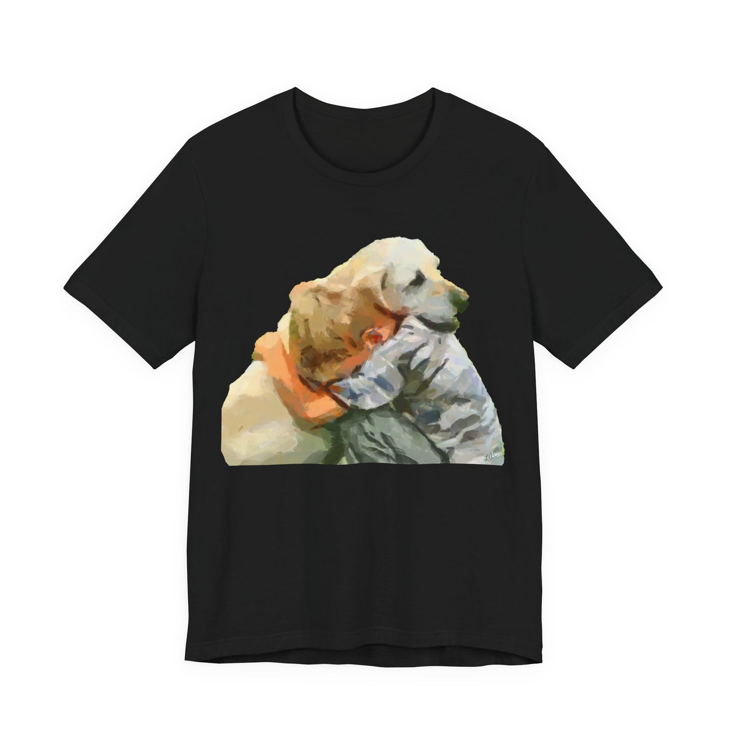Yellow Labrador Retriever and Child - Unisex Jersey Short Sleeve Tee