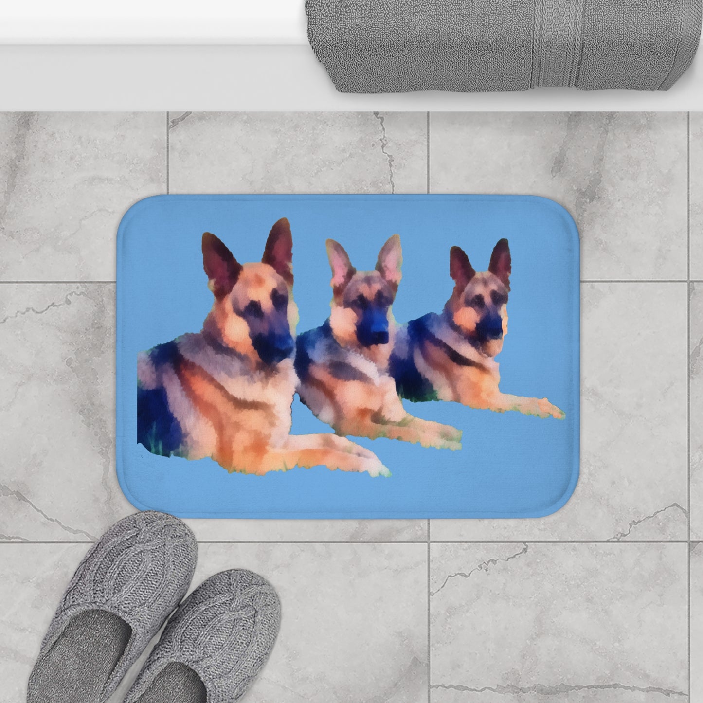 German Shepherd Trio #2 - Bath Rug Mat