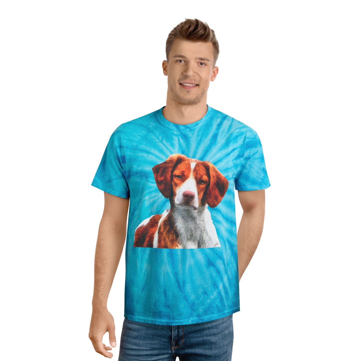 Brittany Spaniel 'Gunner' Unisex Tie-Dye Tee, Cyclone