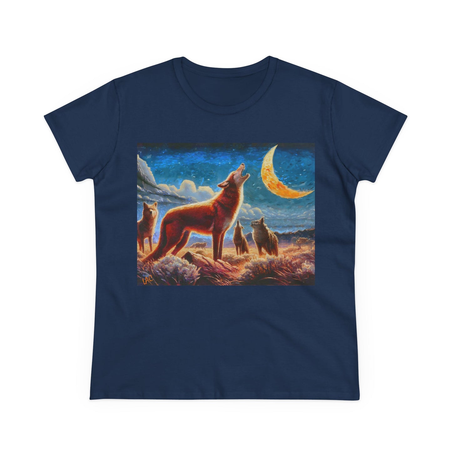 Coyotees under Moonlight Women's Midweight Cotton Tee