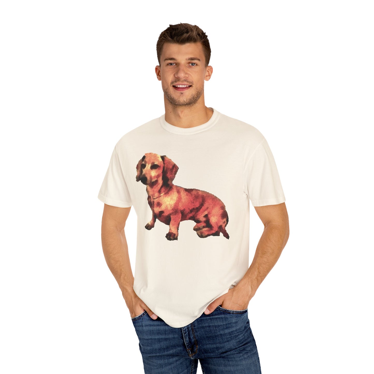 Dachshund 'Simone' Unisex Relaxed Fitted Garment-Dyed T-shirt