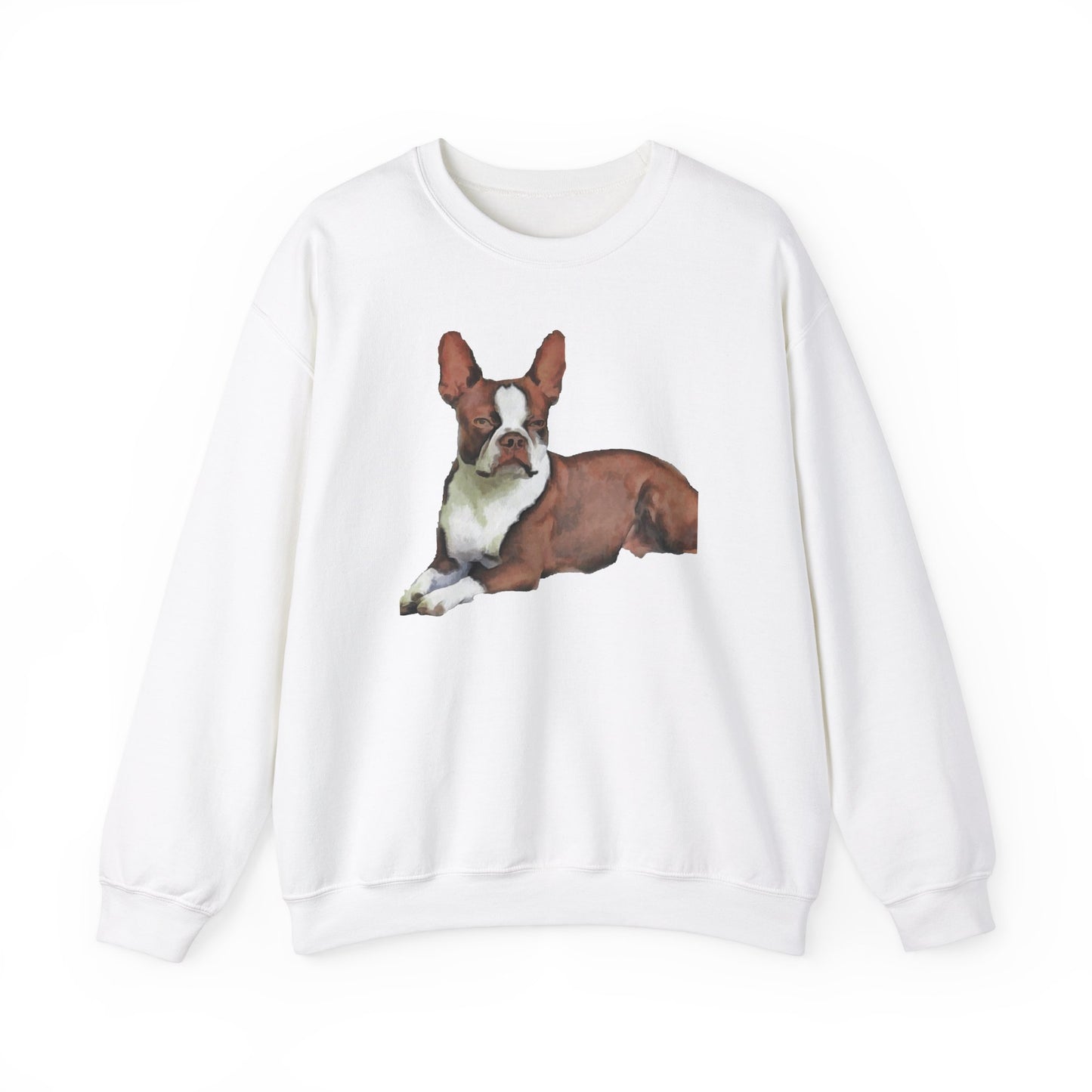 Boston Terrier - Brown & White Unisex 50/50 Crewneck Sweatshirt
