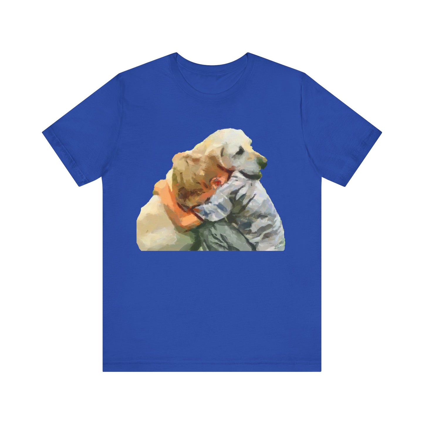 Yellow Labrador Retriever and Child - Unisex Jersey Short Sleeve Tee