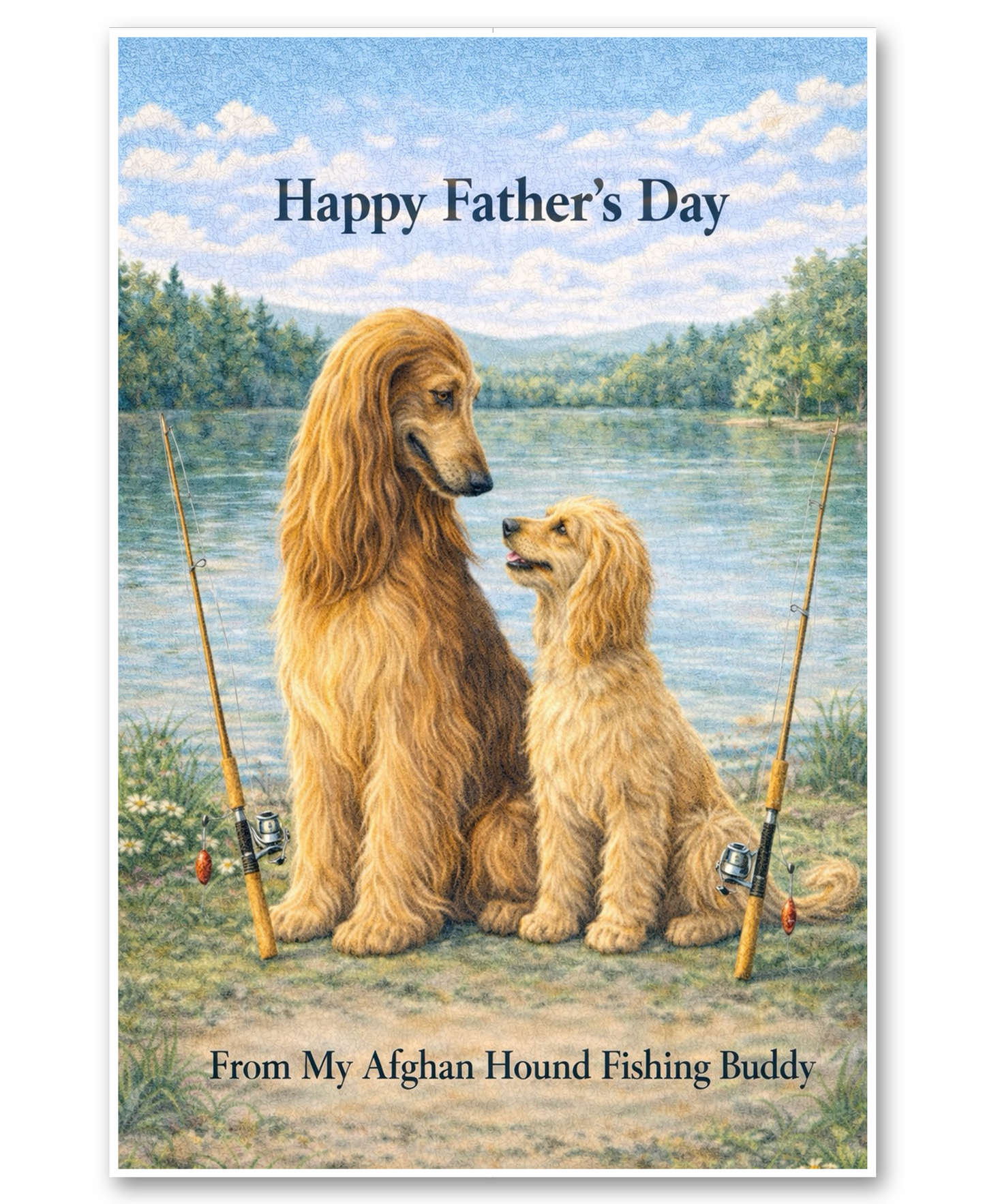 Afghan Hound- Best Fishing Buddies Father's Day Card