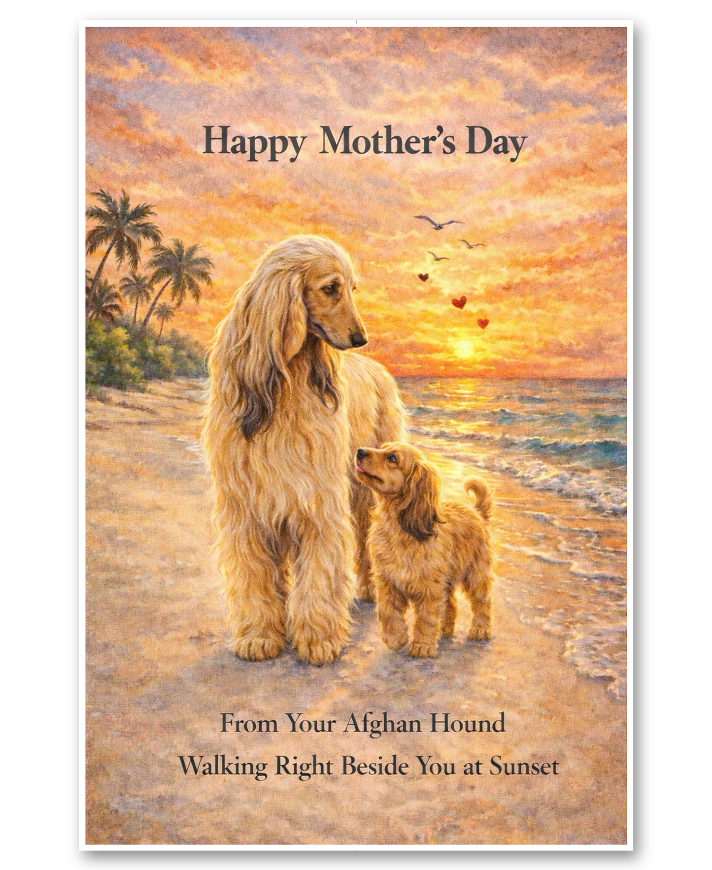 Afghan Hound - Strolling at Sunset - Mother's Day Card