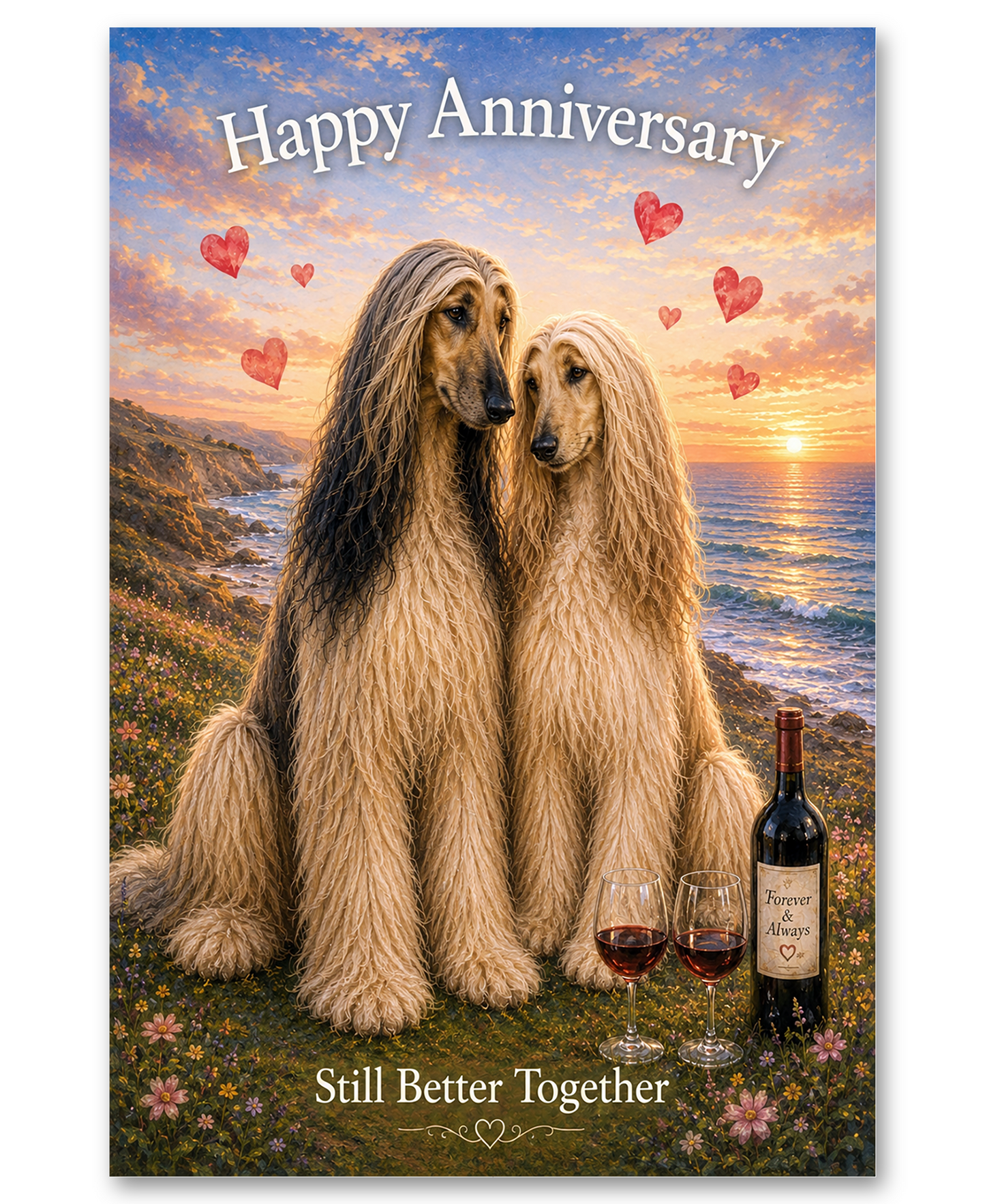 Afghan Hound Coastal Sunset Wedding Anniversary