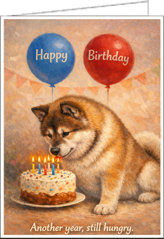 Akita Birthday Card