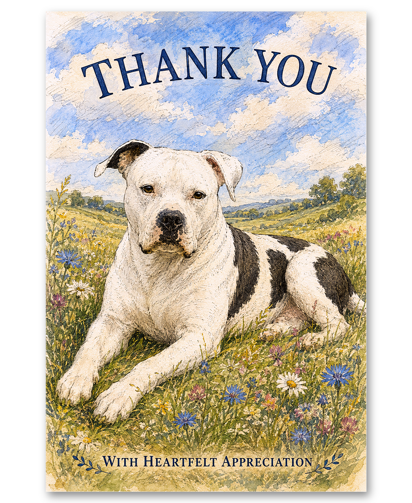 American Bulldog - Thank You With Heartfelt Appreciation Card