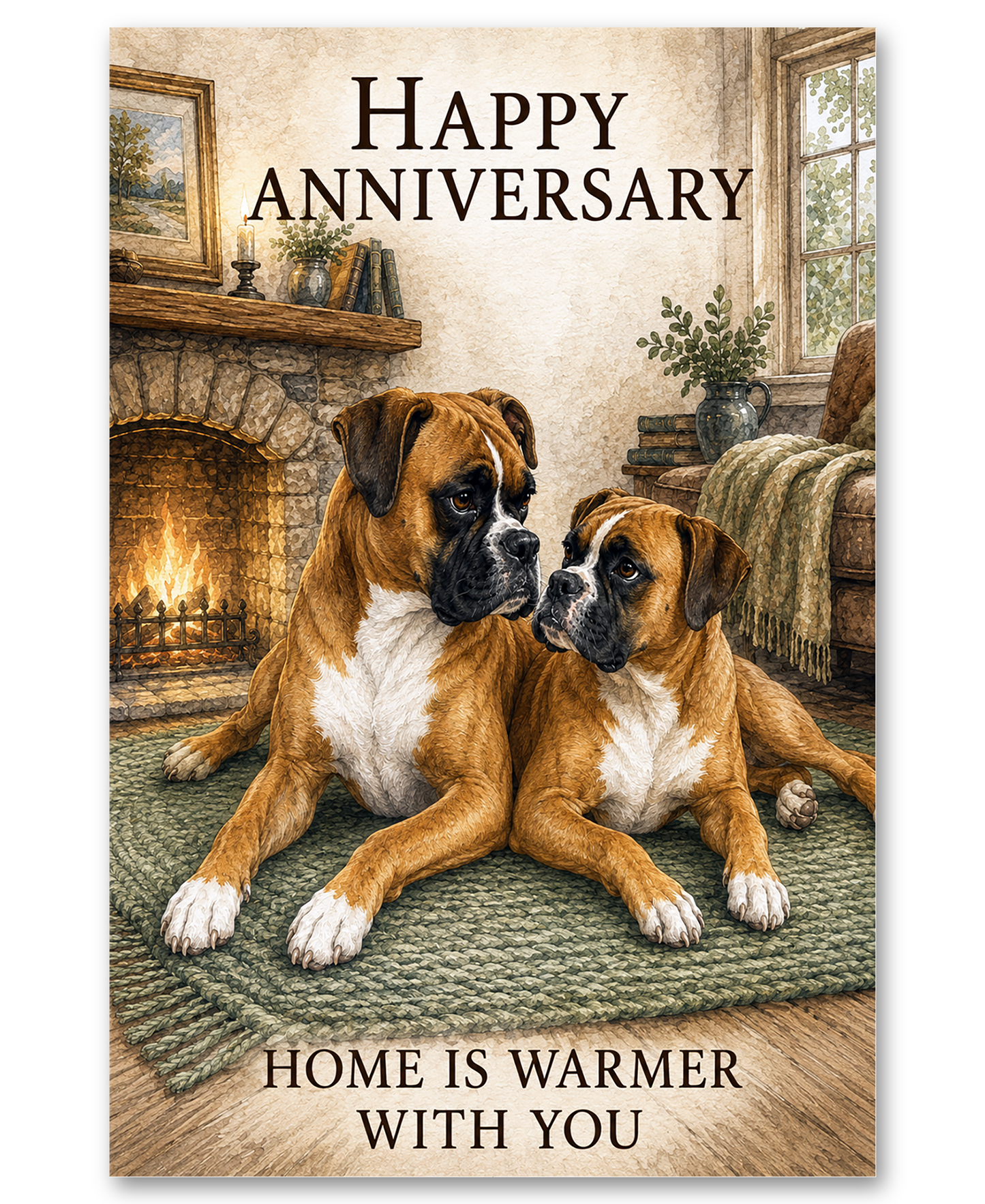Boxers - Love Warms Every Season - Anniversary Card