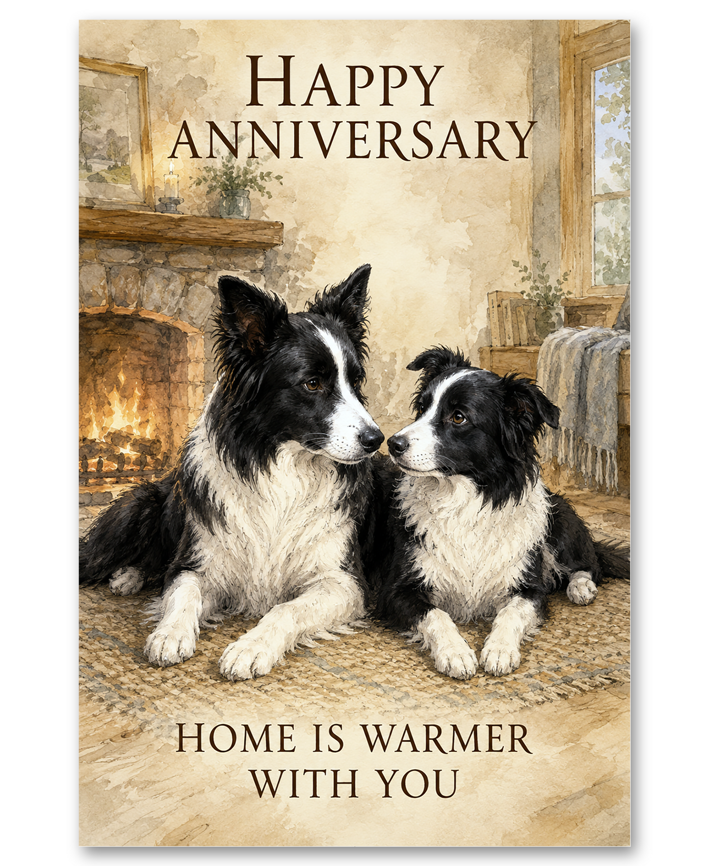 Border Collies- Love Warms Every Season - Anniversary Card