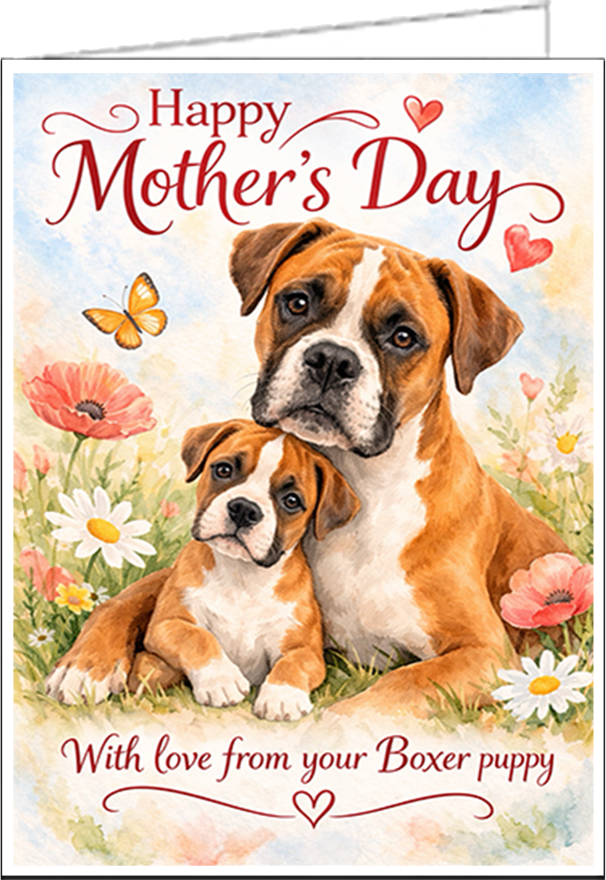 Boxer - Single Mother's Day Card - By Doggylips®
