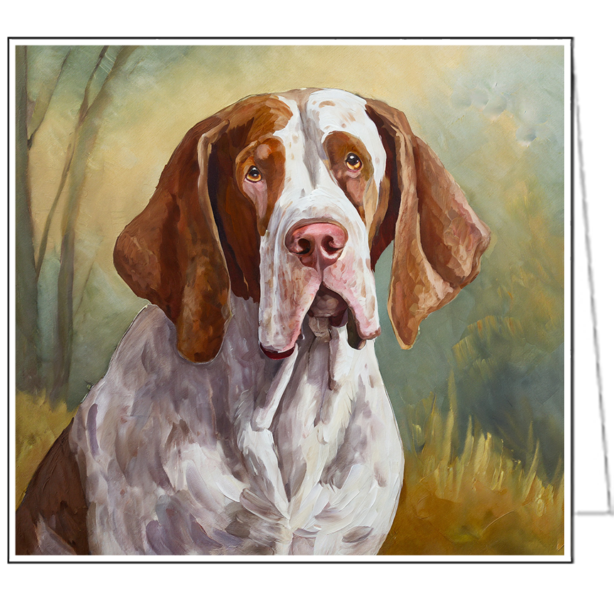 Bracco Italiano 'Italian Pointer' Set of Six Blank Notecards. 5.25 x 5.25 inches