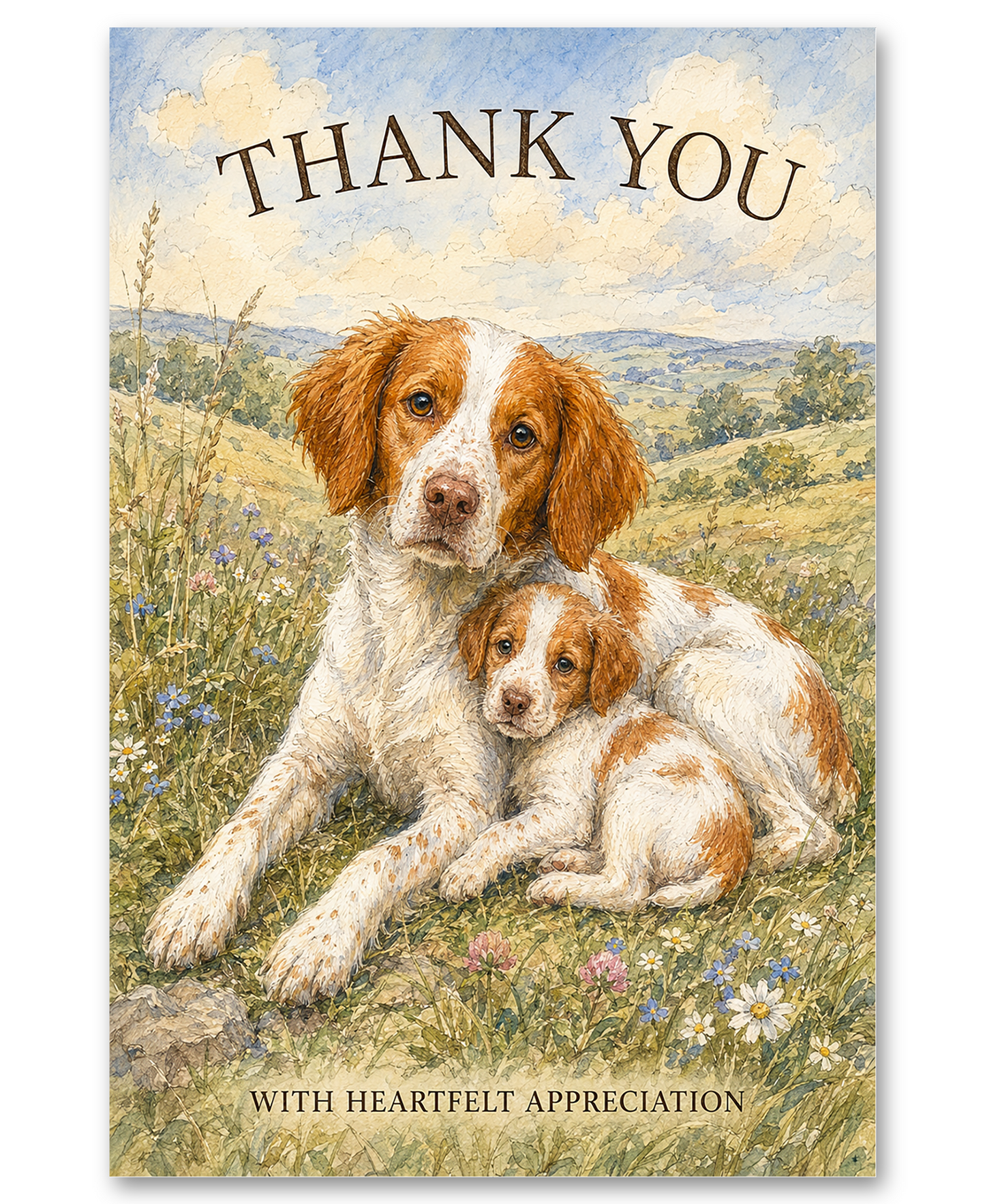 Brittany Spaniel Family - Thank You With Heartfelt Appreciation Card