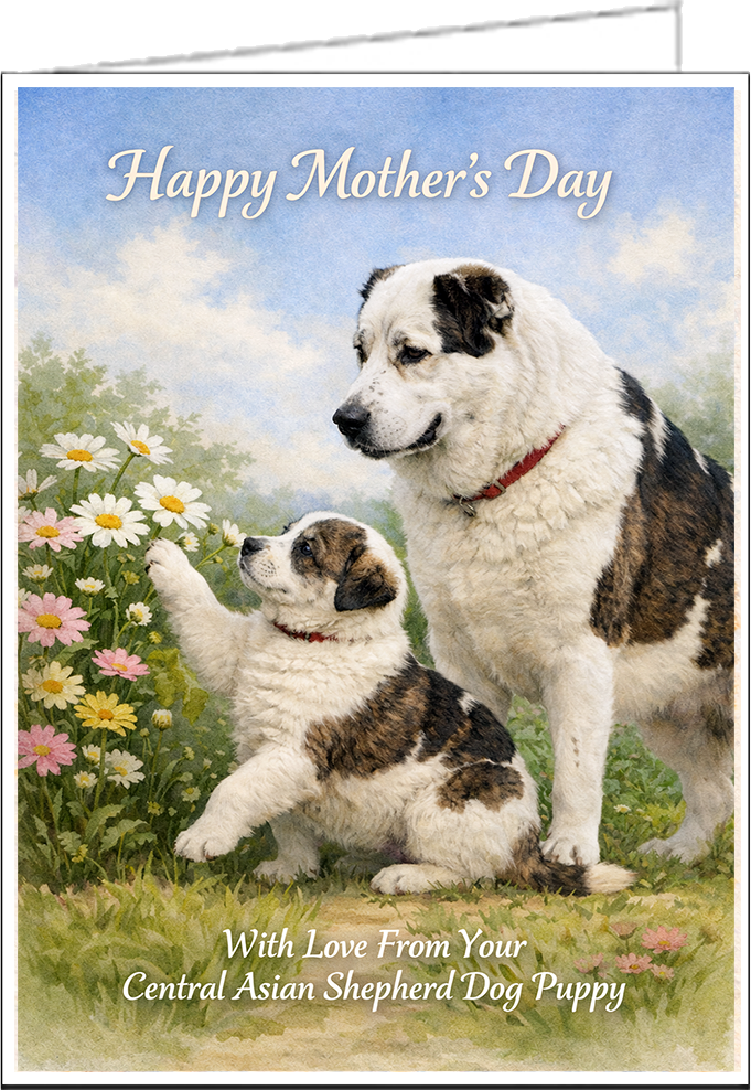 Central Asian Shepherd Dog - Mother's Day Card. - With Love