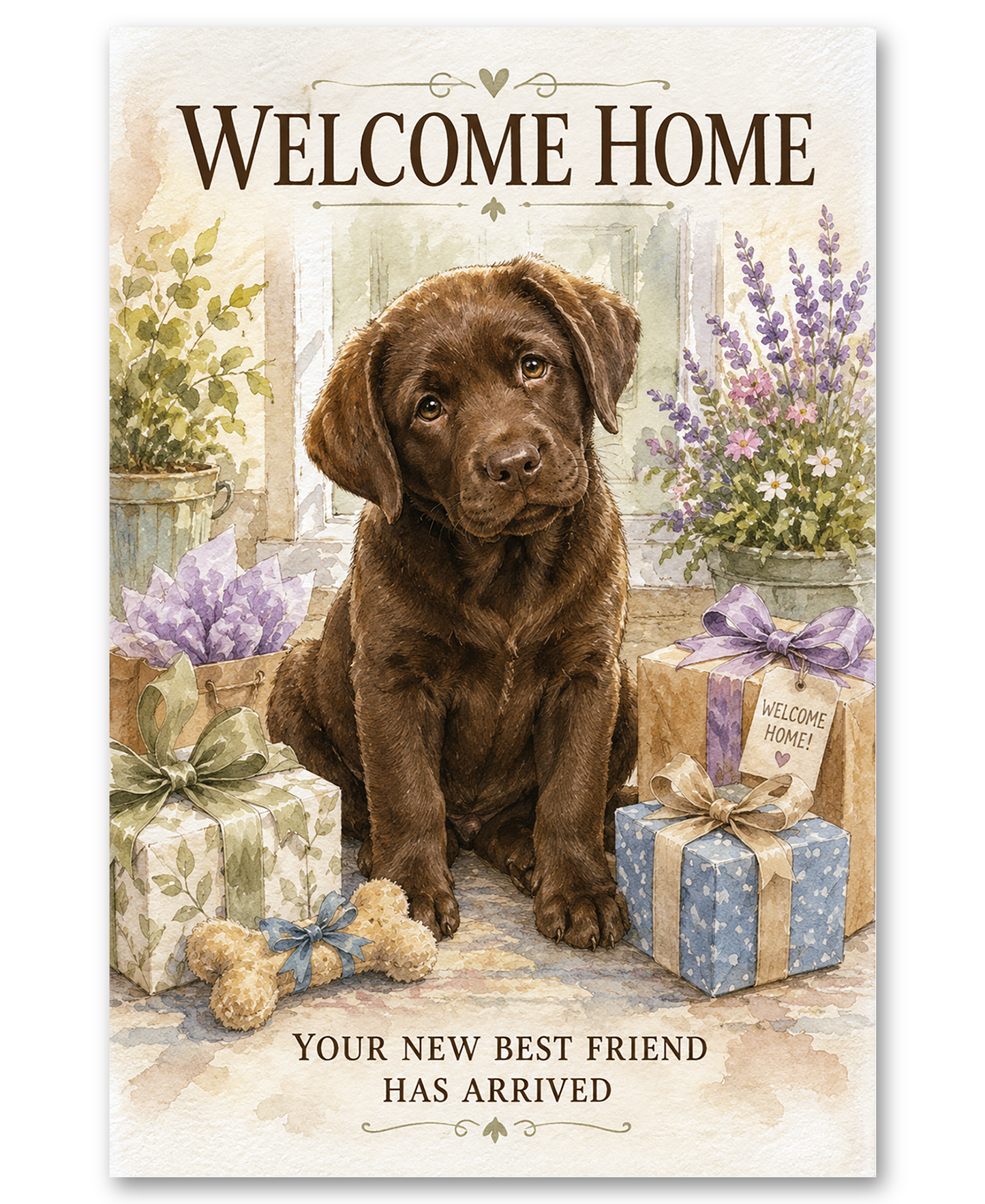 Chocolate Lab - Welcome Home New Puppy
