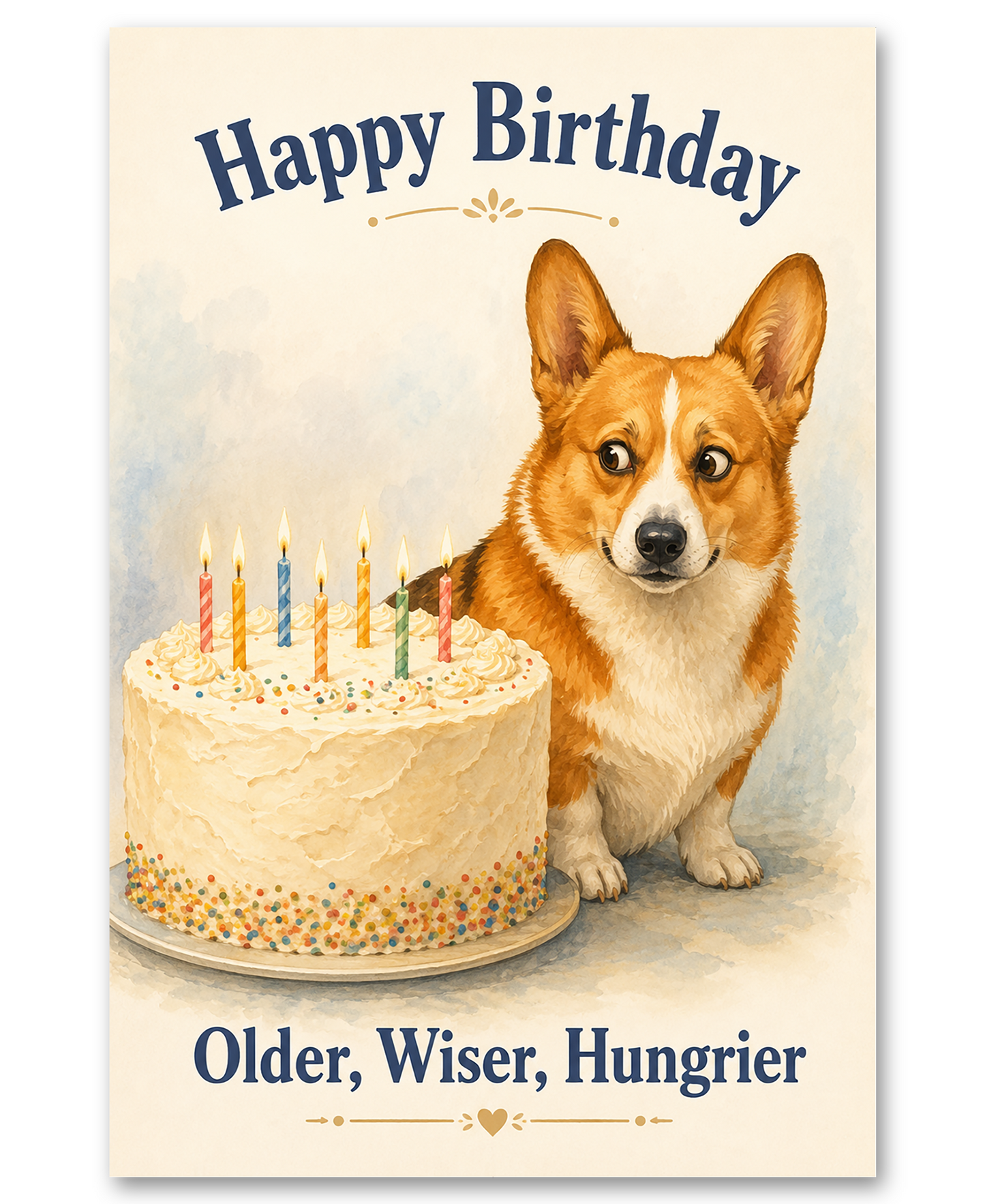 Welsh Corgi - Older, Wiser Birthday Card
