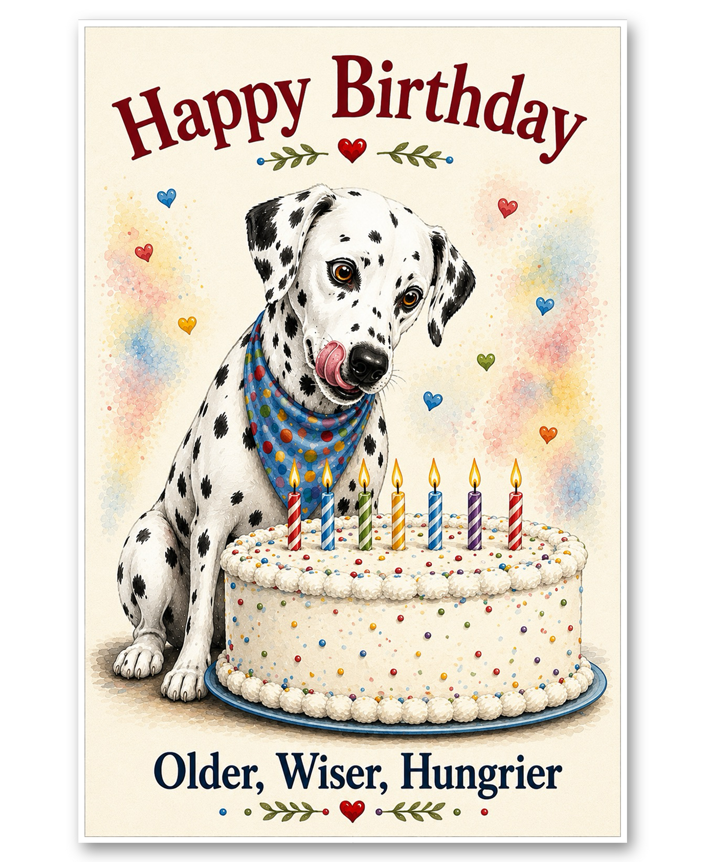 Dalmatian - Older, Wiser, Hungrier Birthday Card