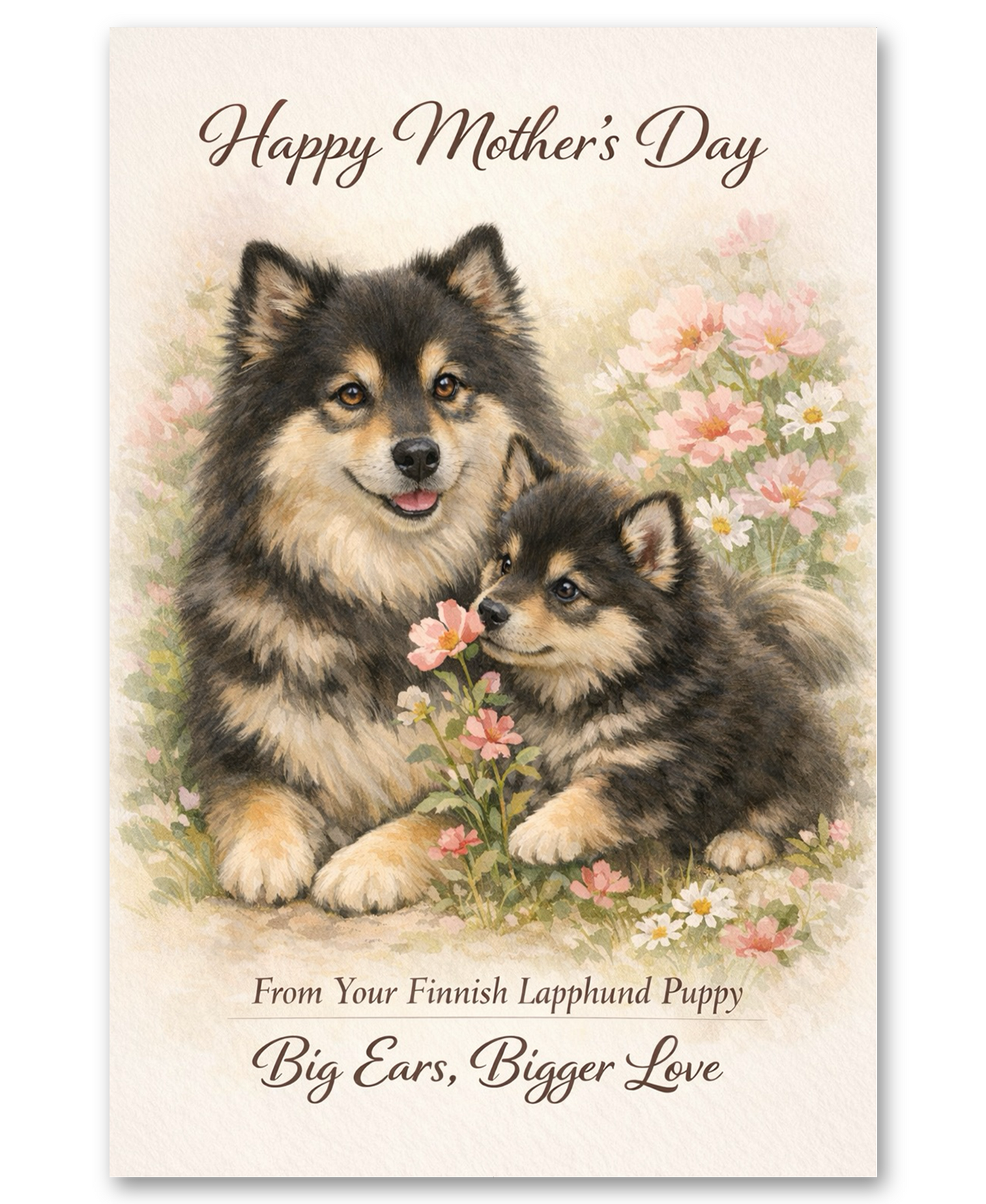 Finnish Lapphund -Big Ears, Big Love - Mother's Day Card