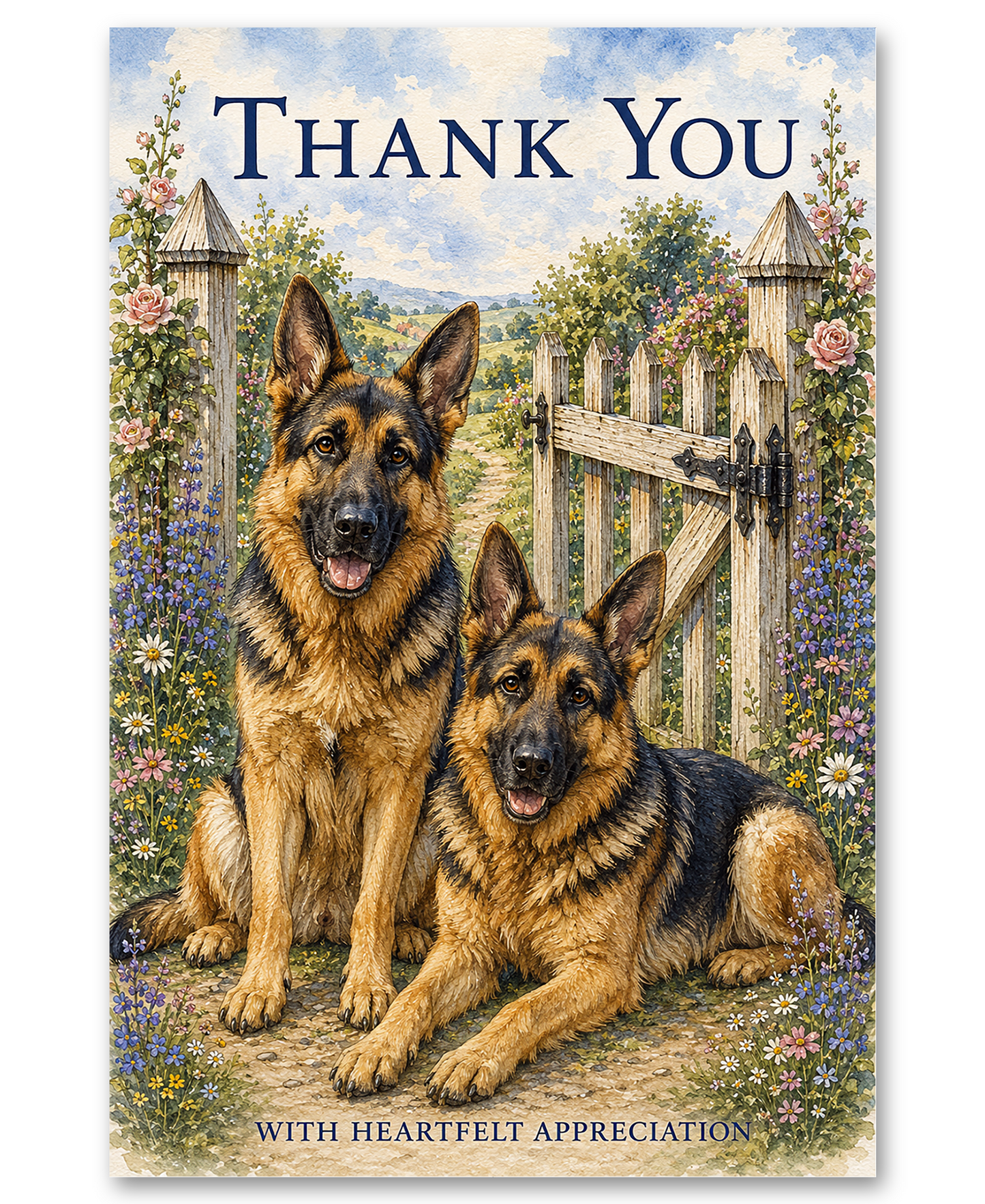 German Shepherds - At the Gate - Thank You Cards