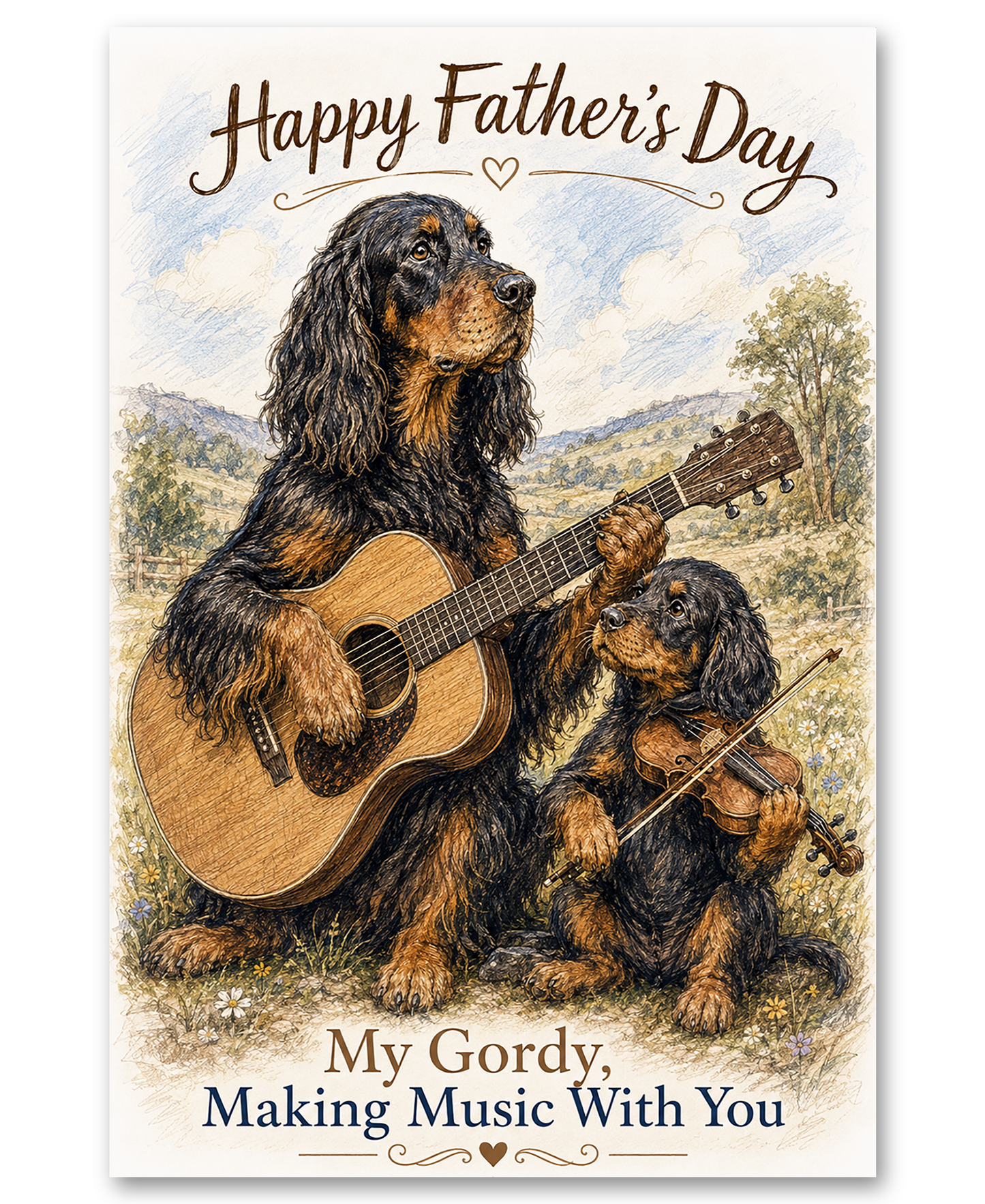 Gordon Setter Making Music With You On Father's Day
