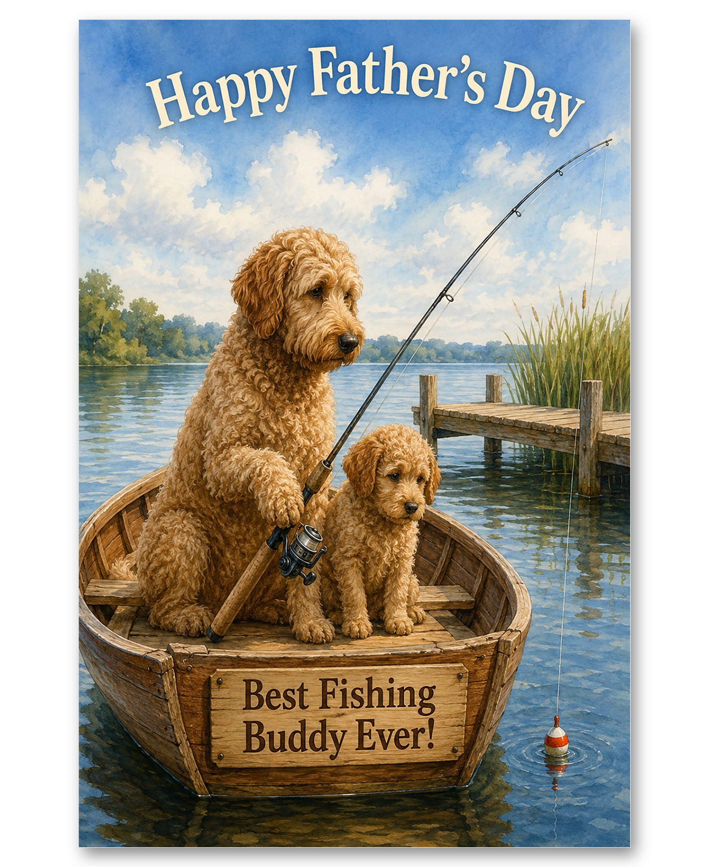 Labradoodle Boat Fishing on Father's Day