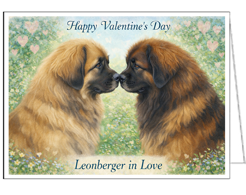 Leonenberger In Love - Single Valentine Card