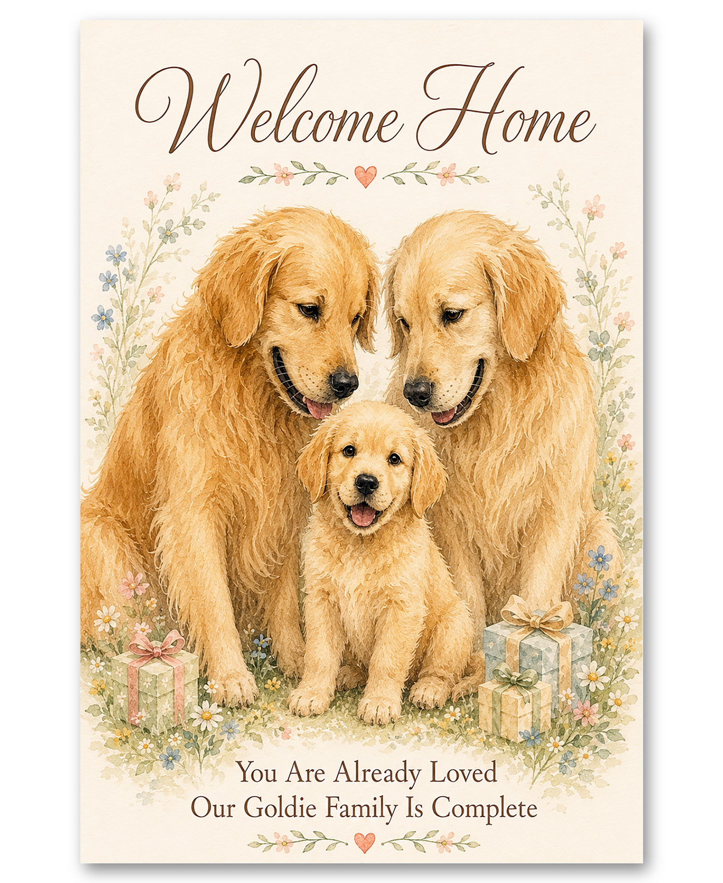 Golden Retriever Welcome to the Family - New Puppy Cards