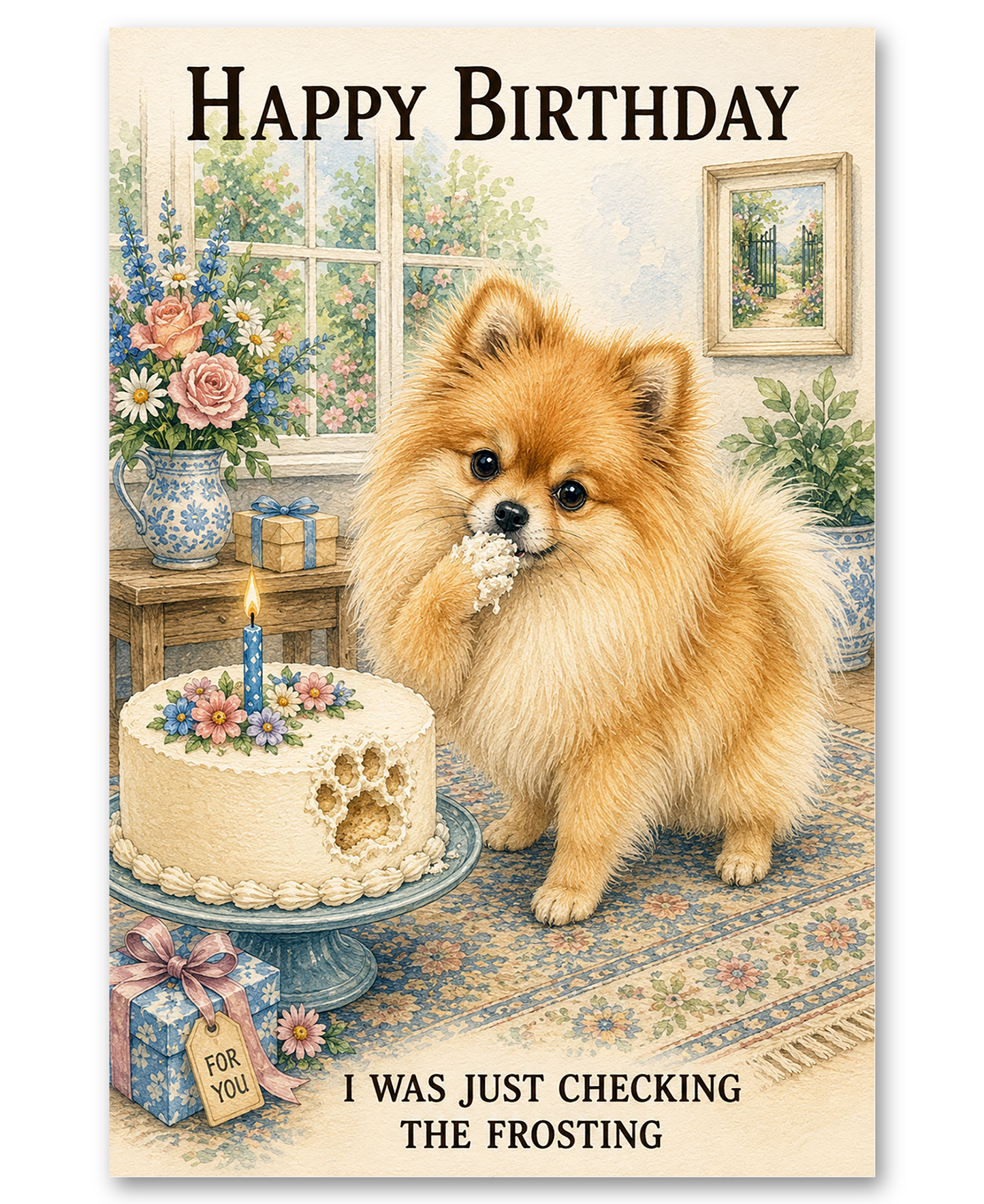 Pomeranian- Just Checking the Birthday Cake