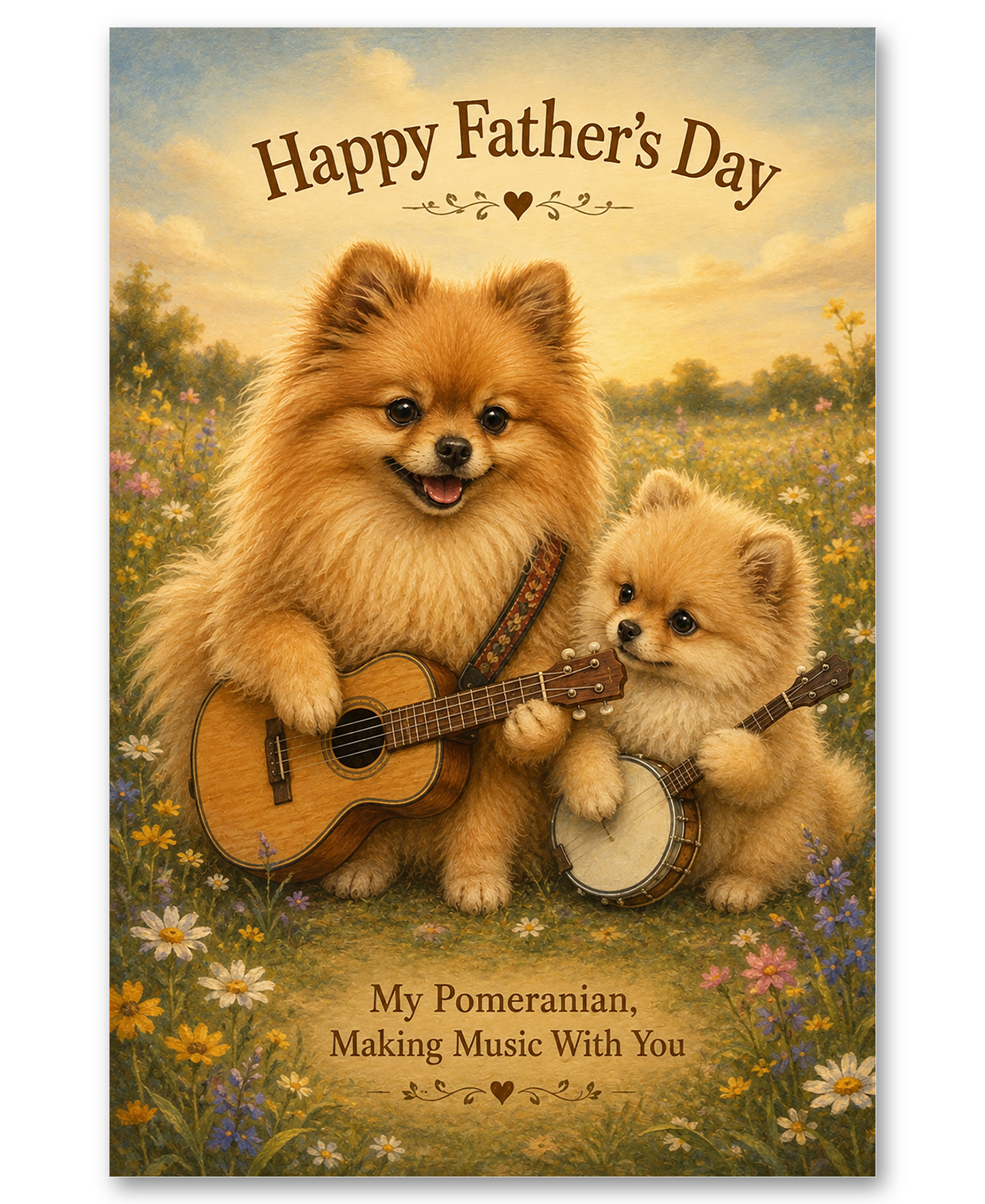 Pomeranians - Music Partners - Father's Day Card