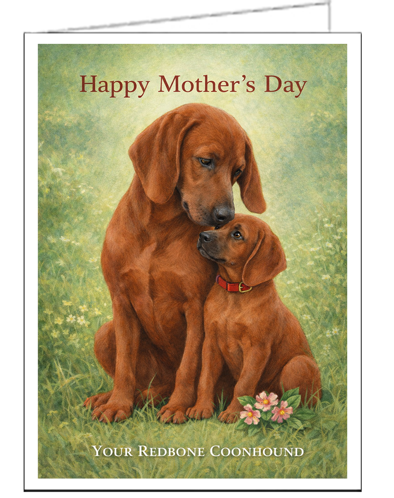 Redbone Coonhounds - Single Mother's Day Greeting Card