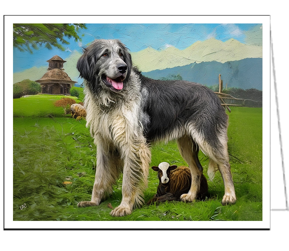 Charming Romanian Mioritic Shepherd Dog Fine Art Notecards - Set of Six - 5 x 7 Inches