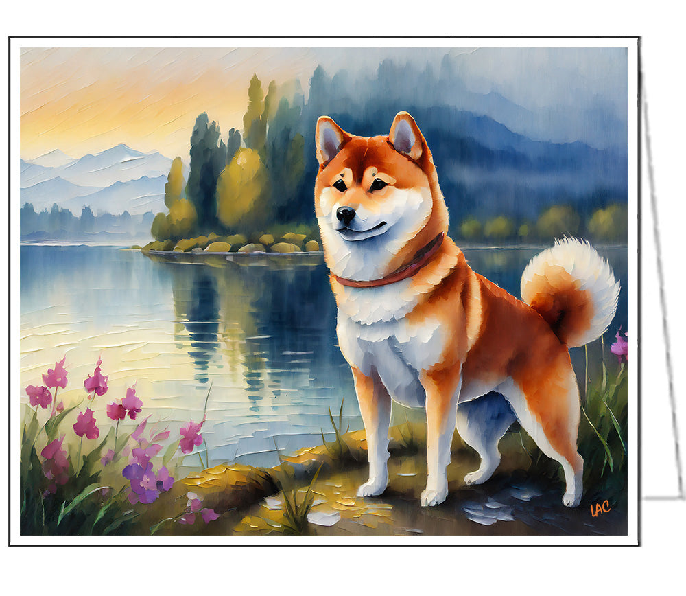 Shiba Inu Notecards - Set of Six - - 5 x 7 Inches