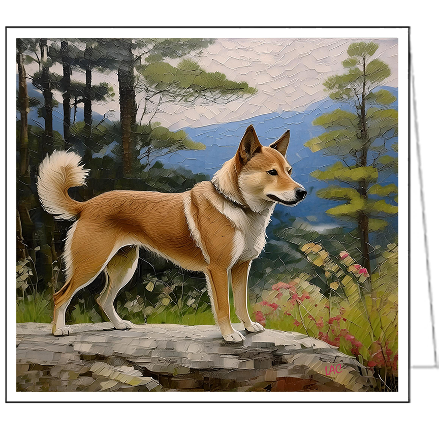 Shikoku – Japanese Hunting Dog Fine Art Notecards Set. 5.25 x 5.25 inches