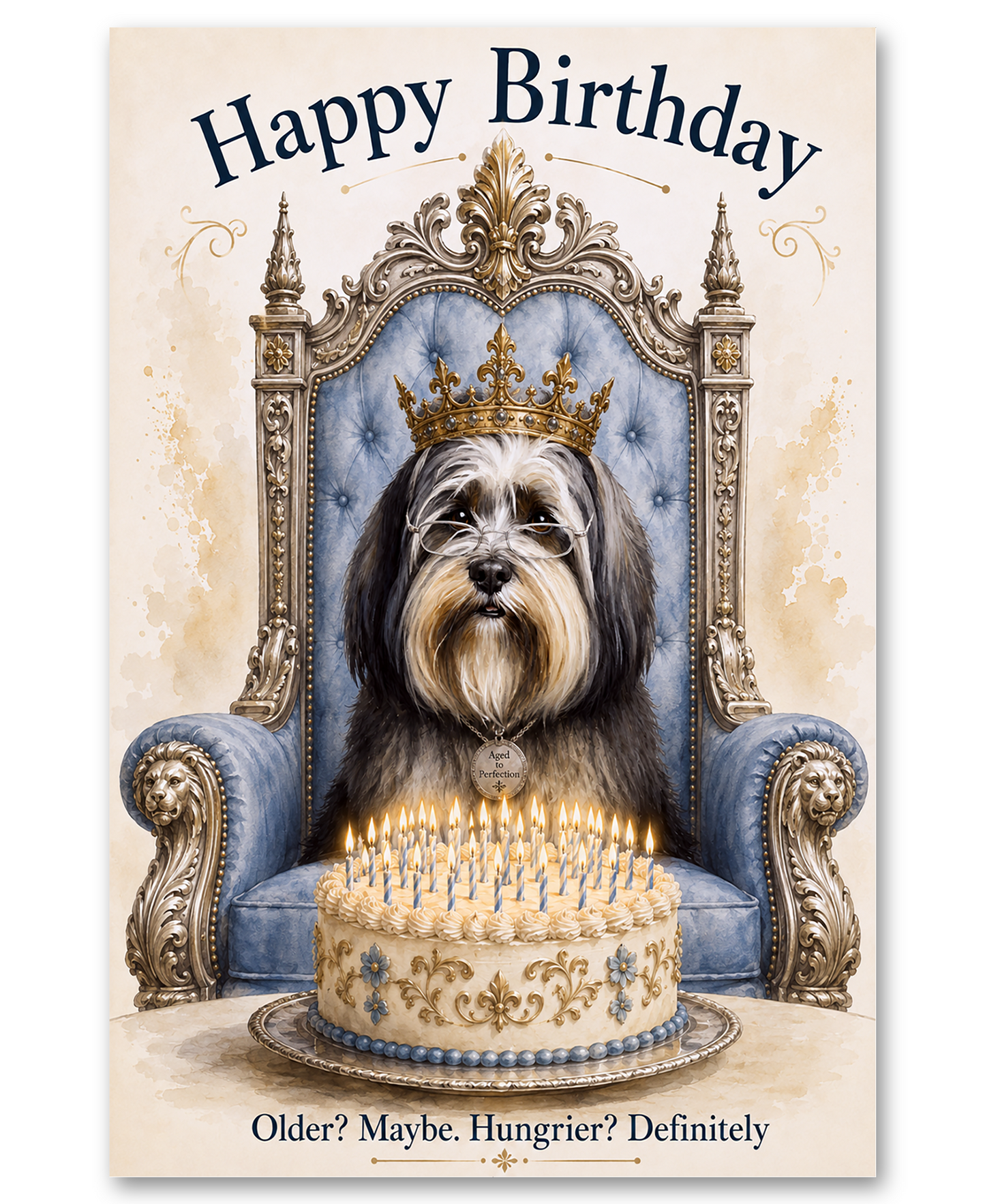 Tibetan Terrier - Royalty - Birthday Card