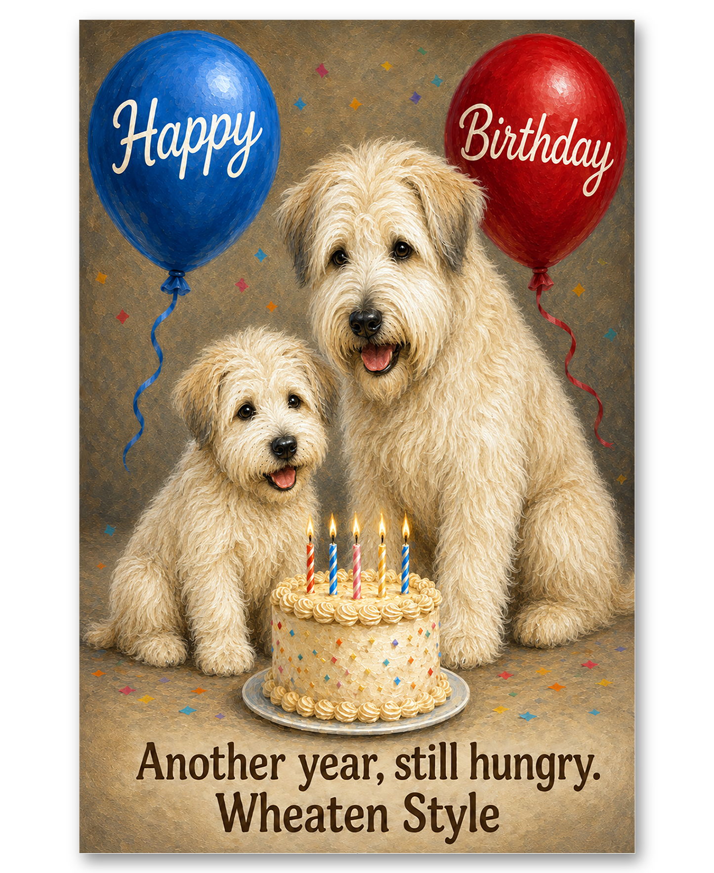 Wheaten Terrier - Another Year, Still Hungry - Birthday Card